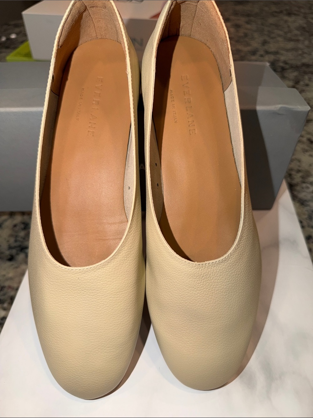 Everlane Cream Pebbled Leather Ballet Flats - 7.5 NEW - Picture 3 of 11